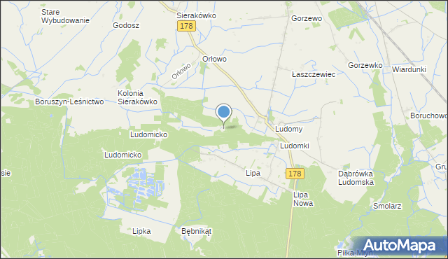 mapa Ludomy Leśniczówka, Ludomy Leśniczówka na mapie Targeo